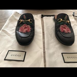 Authentic Gucci Embroidered Princetown Mules 38.5